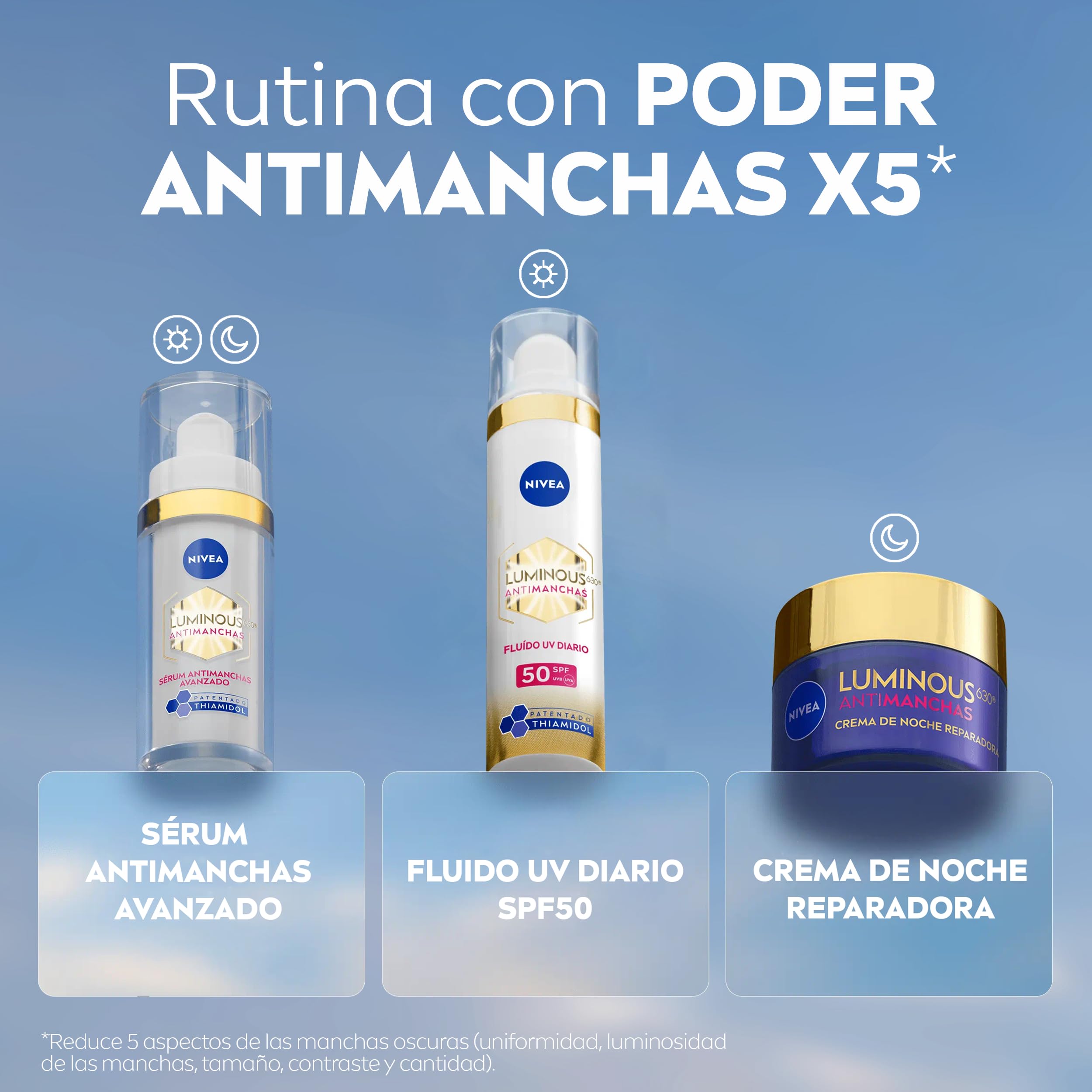 NIVEA Luminous630 - Crema de Noche - Crema Reparadora - Con Ácido Hialurónico y Thiamidol - Fórmula Antimanchas - Rostro, Cuello y Escote - Regenera y Revitaliza - Todo Tipo de Piel - 50 ml