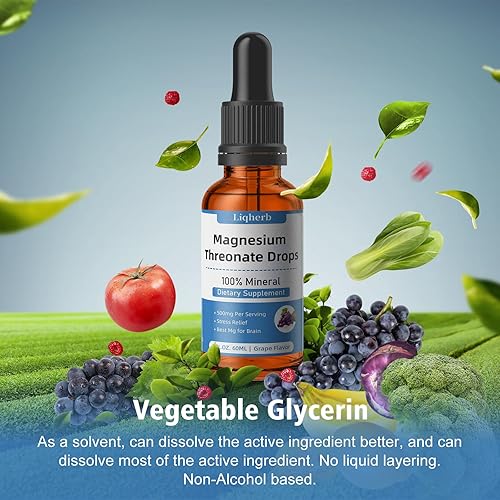 Miniatura 3 de Tronato de magnesio líquido 500 mg, para adultos y niños, base de glicerina vegetal con mejor disolución, mejor mg para la salud cerebral, alivio