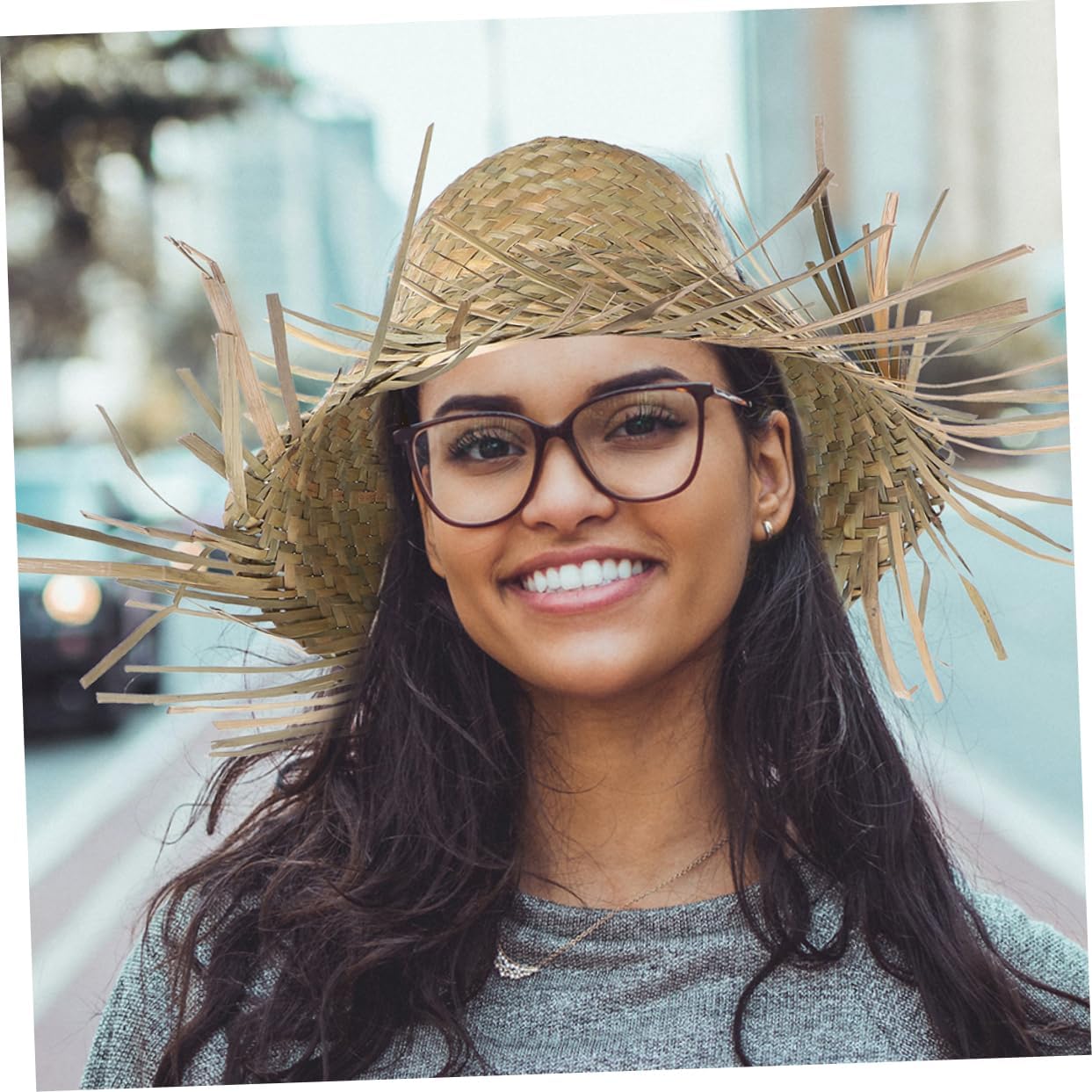 ORFOFE 2 Pcs Straw Hats: Hawaiian Style Woven Sun Hats for Outdoor Activities/Beach Parties/Mexican Themed Events - Breathable Vacation Accessories Light Green