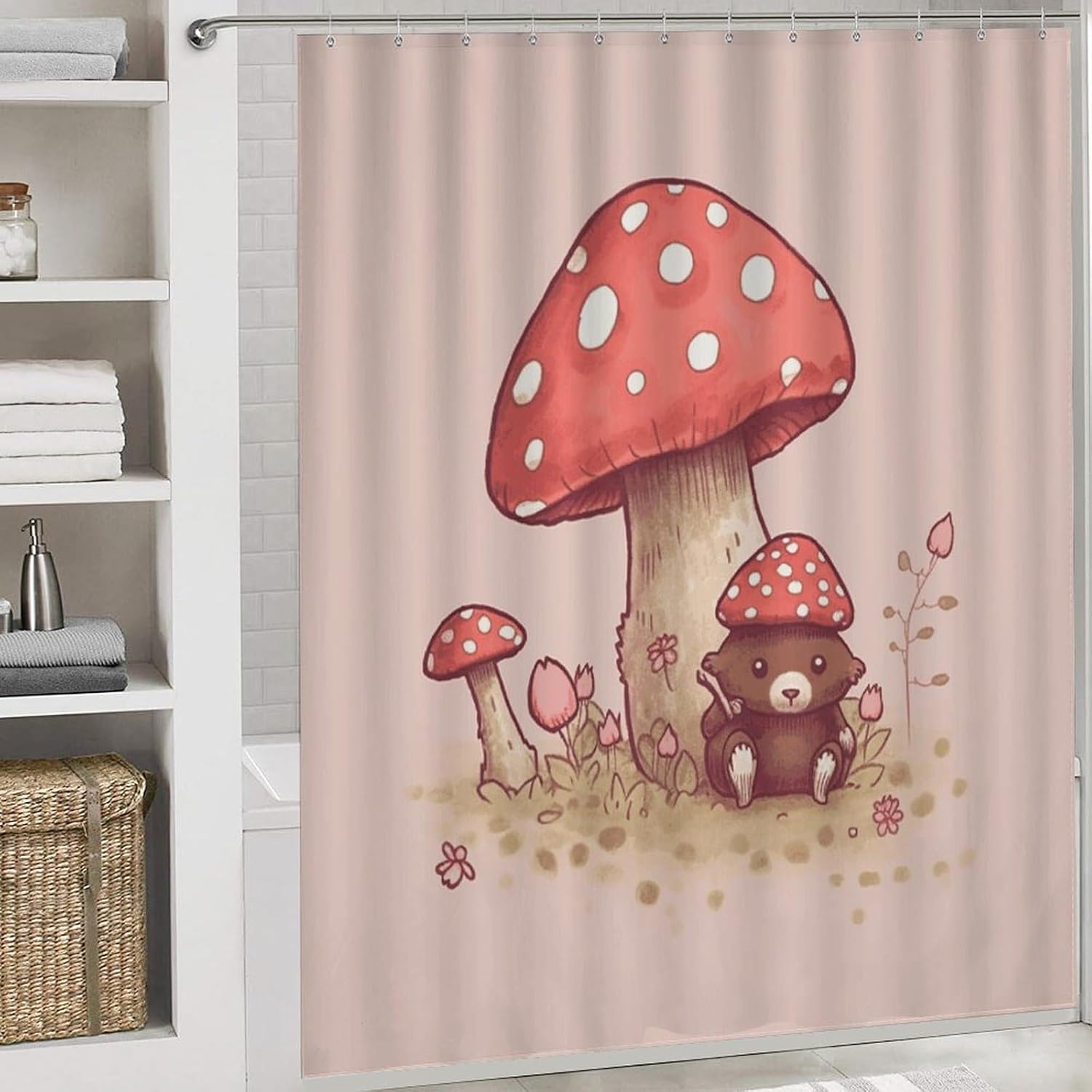 Four Piece Bathroom Set with Toilet Lid Cover and Non-Slip Rugs Minimalist Shower Curtain for Bathroom Set