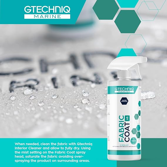 Gtechniq Marine Fabric Coat for Boats, 17 fl oz | Protects All Fabrics from Stains, Mold, Mildew. Water and UV Repellent, Re-Waterproofs Clothing, Sails and Awnings, No Fluorocarbons