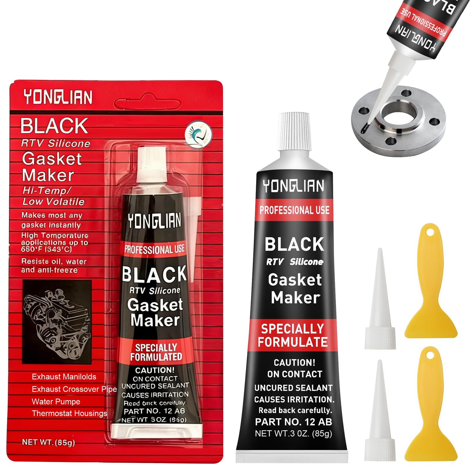 Engine Silicone Gasket Maker 85ml, 2pcs Rtv Sealant for Automotive Repair