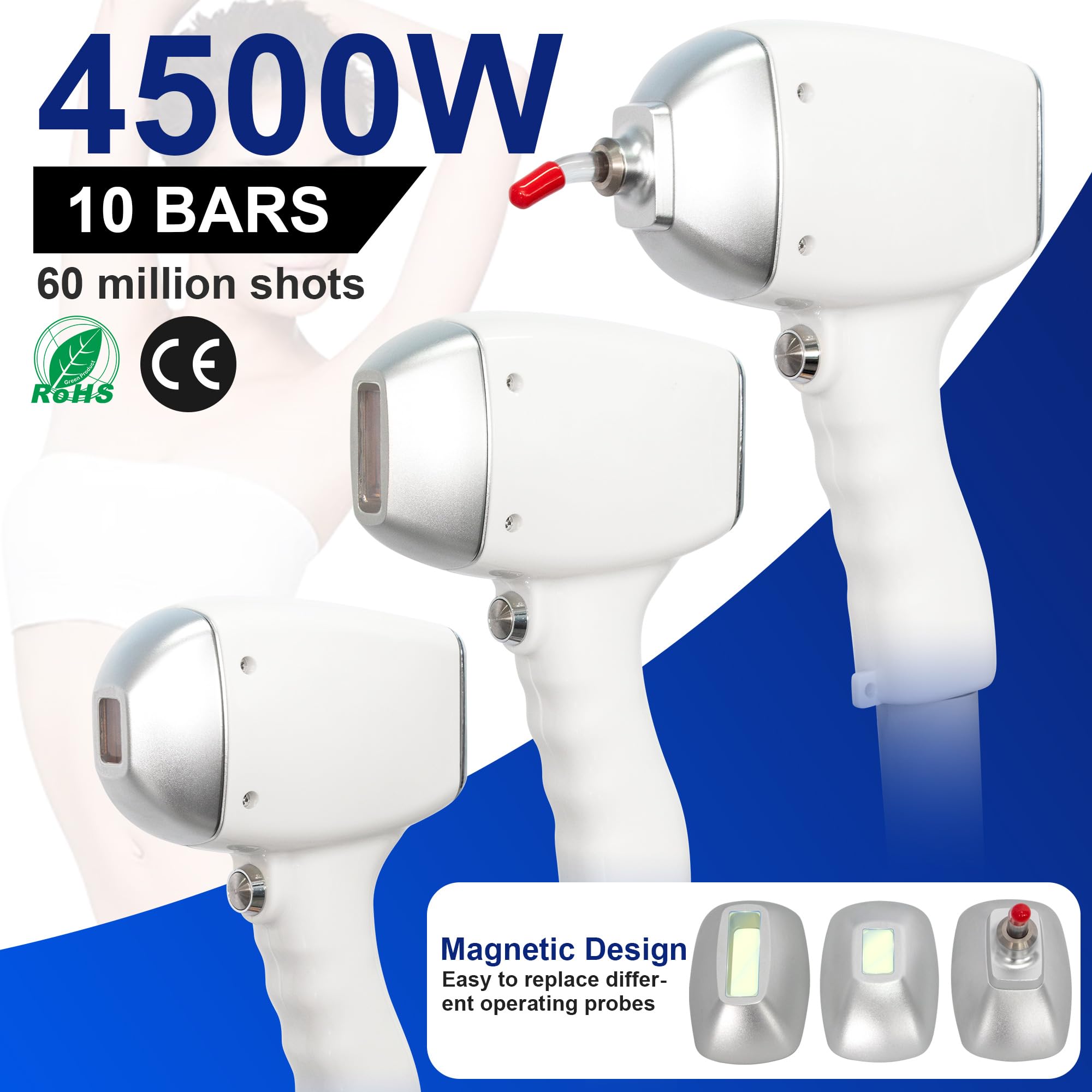 10Barre Epilazione laser 2 in 1 Rimozione tatuaggi con laser Pico Bianco | 755nm/808nm/940nm/1064nm Rimuovere i peli superflui da tutto il corpo Uso personale e commerciale
