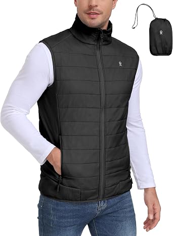 Little Donkey Andy Mens Packable Puffer Vest Outerwear Lightweight Water-Resistant Quilted Sleeveless Jacket Running Golf