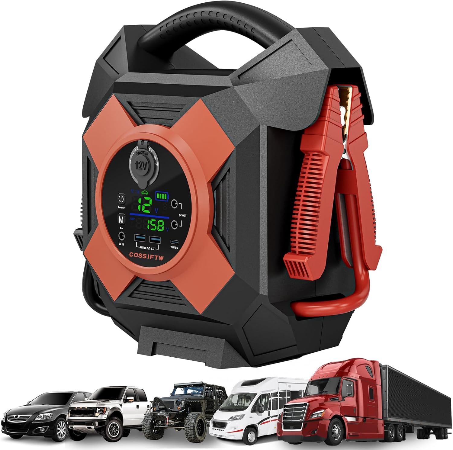 30000A Professional Emergency Starter - Suitable for Heavy-Duty Lithium Batteries in semi-Trailer Trucks, Diesel Engines up to 30 liters, Commercial Grade. (30000A)