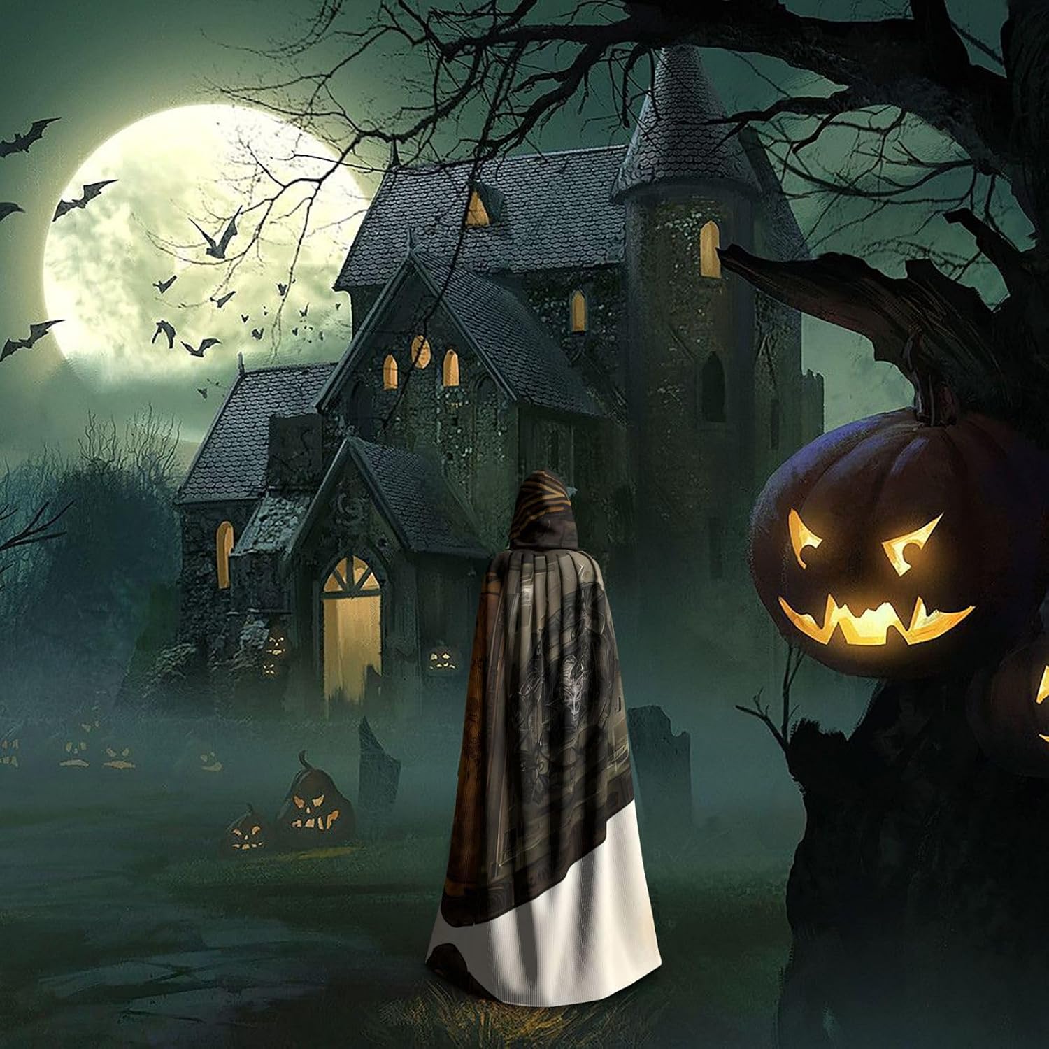 SSIMOO Magic Book Enchanting Adult Hooded Cape for Halloween and Party Costumes-Fashionable Women's Robes,Capes