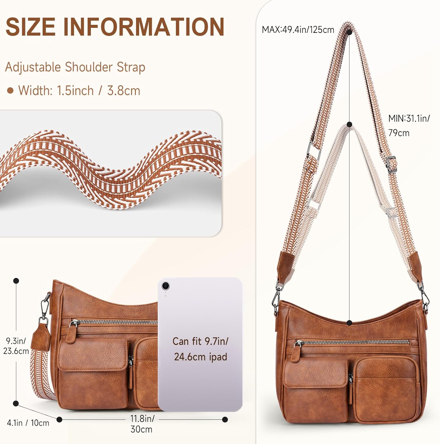 Crossbody Bags for Women Trendy Vegan Leather Crossbody Purse Shoulder Handbags Multiple Pockets Hobo Bag Ladies - Image 5