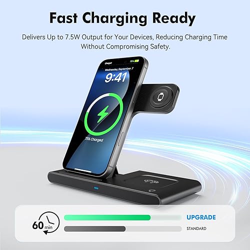Miniatura 3 de Soporte de cargador inalámbrico plegable 3 en 1 estación de carga Qi compacta para iPhone 17 16 Pro Max 16e 15 14 13 12 - Apple Watch S11-2 Ultra SE