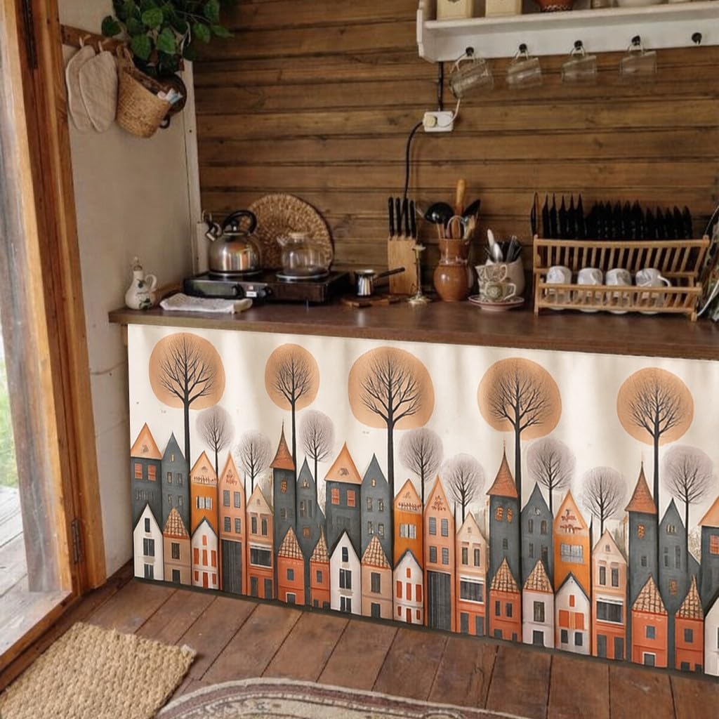 Printed Kitchen Sink Curtain, 150cm x 70cm, Polyester, Leaf Pattern, Light-filtering, Rod Pocket Top, Brown — Amazon image 9