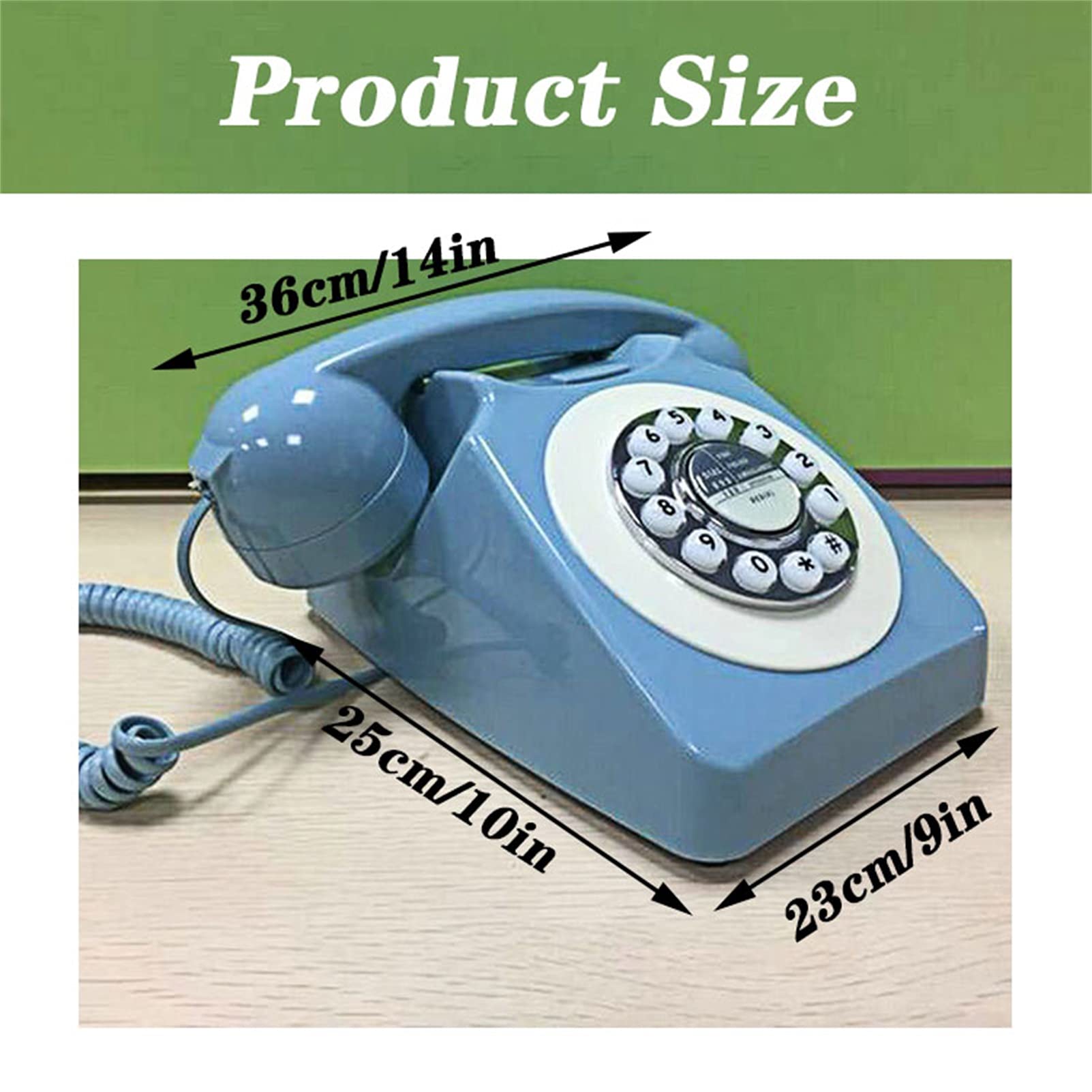 Teléfono Retro Teléfono Fijo Retro con Cable, Auricular De Cable En Espiral con Marcación por Botón, Teléfono Clásico De Moda Antigua para El Hogar Y La Oficina, Regalo De Teléfono Residencial con C