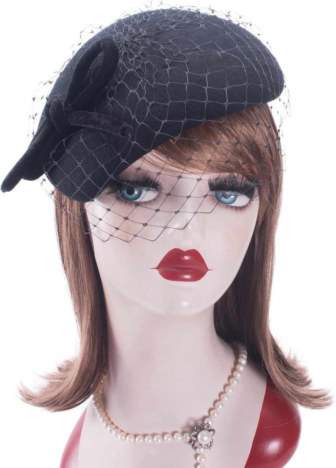 Lawliet Teardrop Luxe Black Velvet Women Wool Felt Fascinator Knot Tam Casque Hat T497