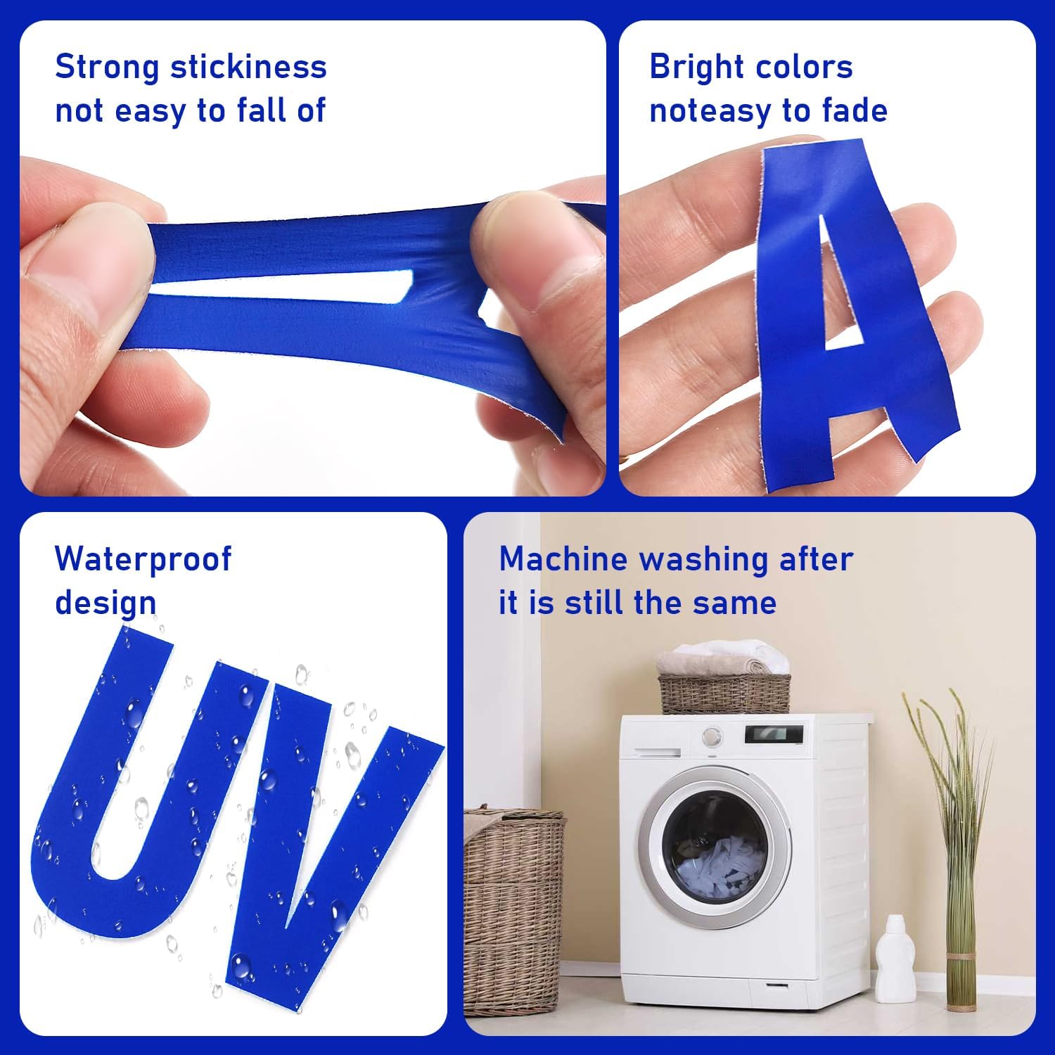 CLINTT 10 Sheets Iron on Letters for Clothing, Heat Transfer Vinyl Fabric Iron on Letters for Clothing T-Shirts Jerseys Printing DIY Craft - Blue