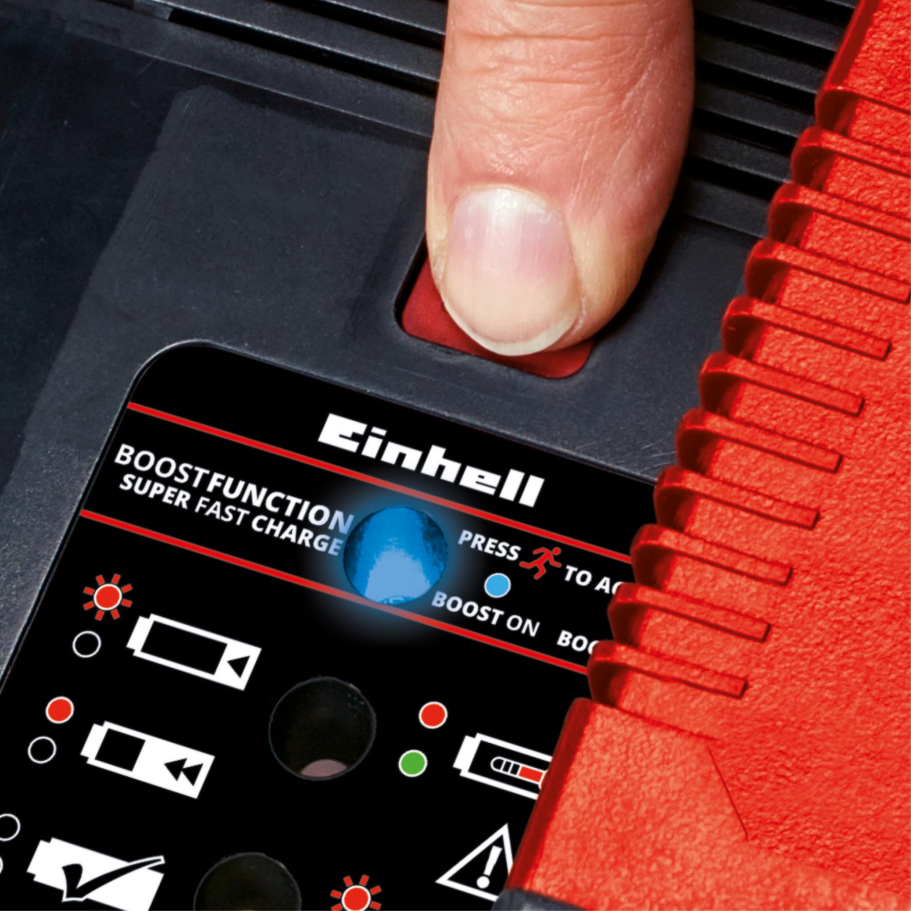 Original Einhell Starter Kit, batteria da 4-6 Ah e caricabatterie Boostcharger Power X-Change (ioni di litio, 18 V, tempo di ricarica di 60 minuti, compatibile con tutti gli apparecchi Power X-Change)