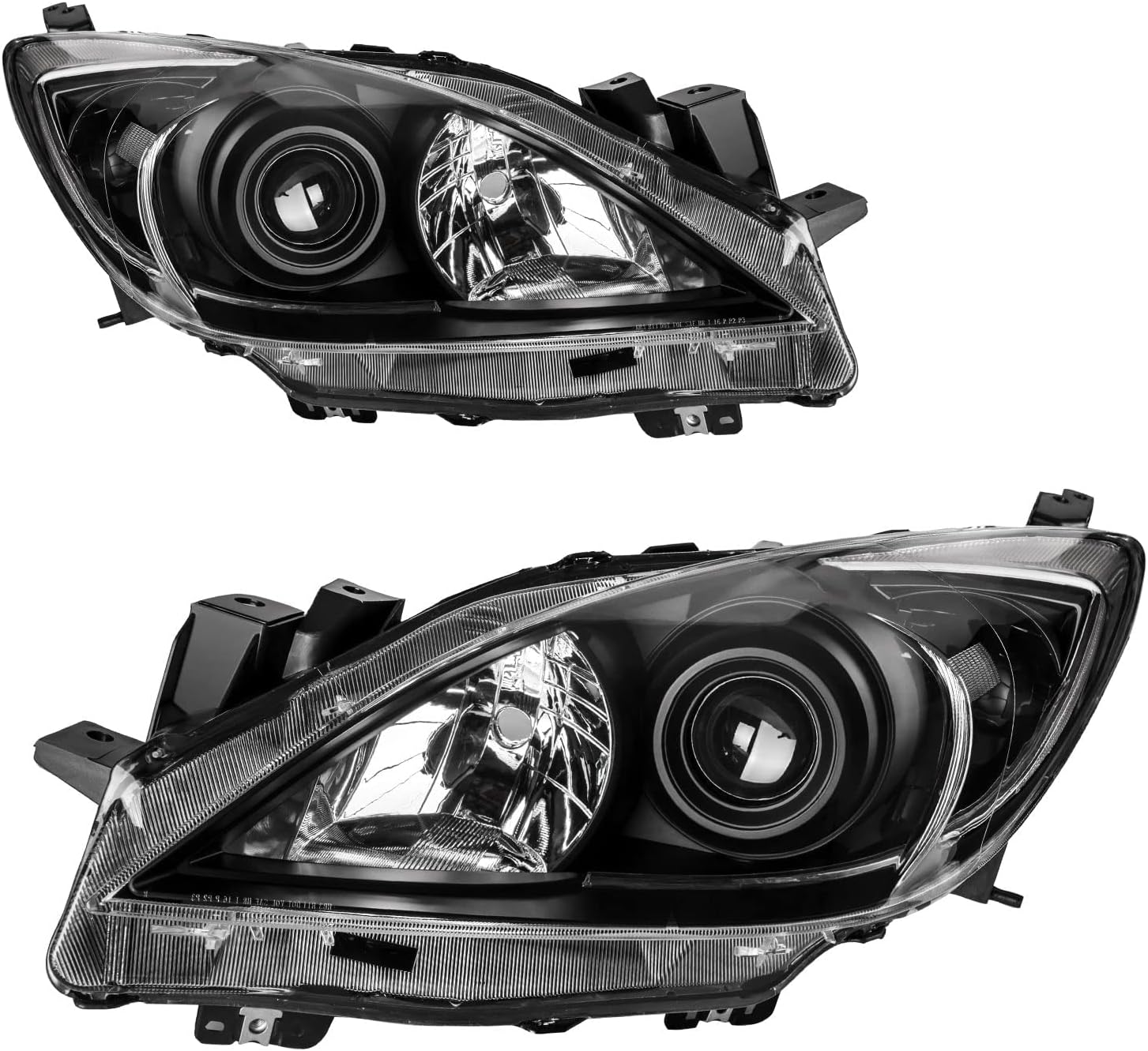 KAX Headlight Assembly,Chrome Headlights Compatible with 2010-2013 Mazda Amber Reflector Color Clear Lens Color