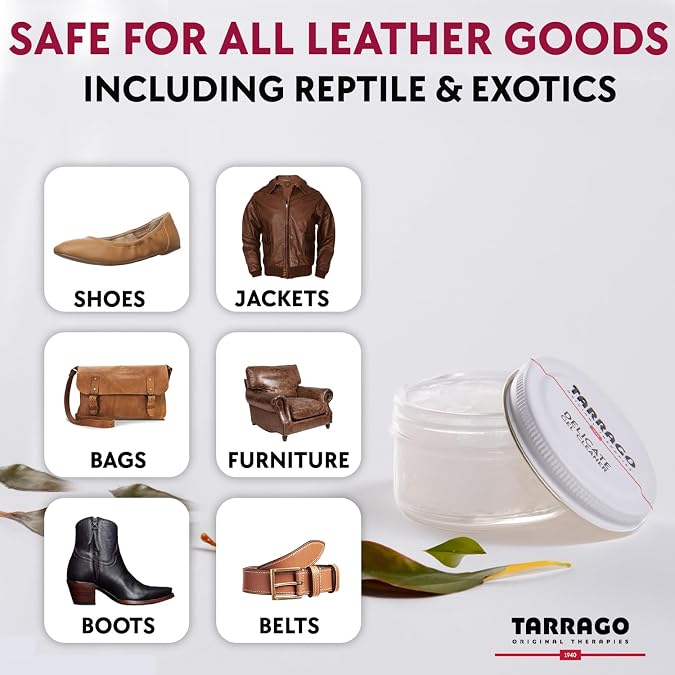 Tarrago Delicate Leather Gel Cleaner- Gentle Cleaner for Smooth, Exotic, Reptile, Patent Leather- Will Not Darken Leather