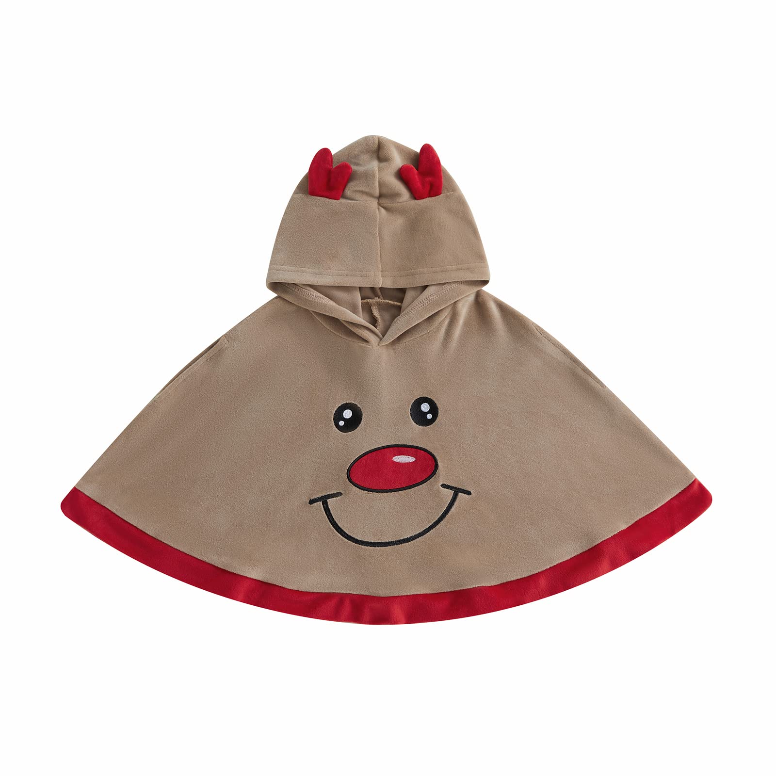 Douhoow Baby Winter Coat, Fleece Cloak With Hood Boys Girls Toddler Hooded Carseat Poncho Cape Cloak Jacket Outfit(Brown Smile,6-12 Months)