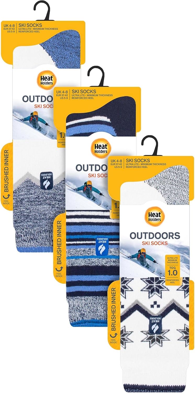 HEAT HOLDERS 3 Pack Womens Ski Socks Lite | Winter Warm Snowboarding Socks