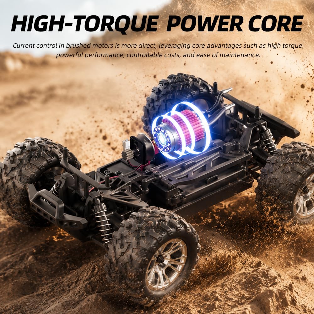 X-Verse KF13 1:16 Coche teledirigido, Coche RC Impermeable, 30 KM/H 4WD RC Alta Velocidad Offroad con Motor de Escobilla de Carbón para Adultos, 3 Baterías (Verde)