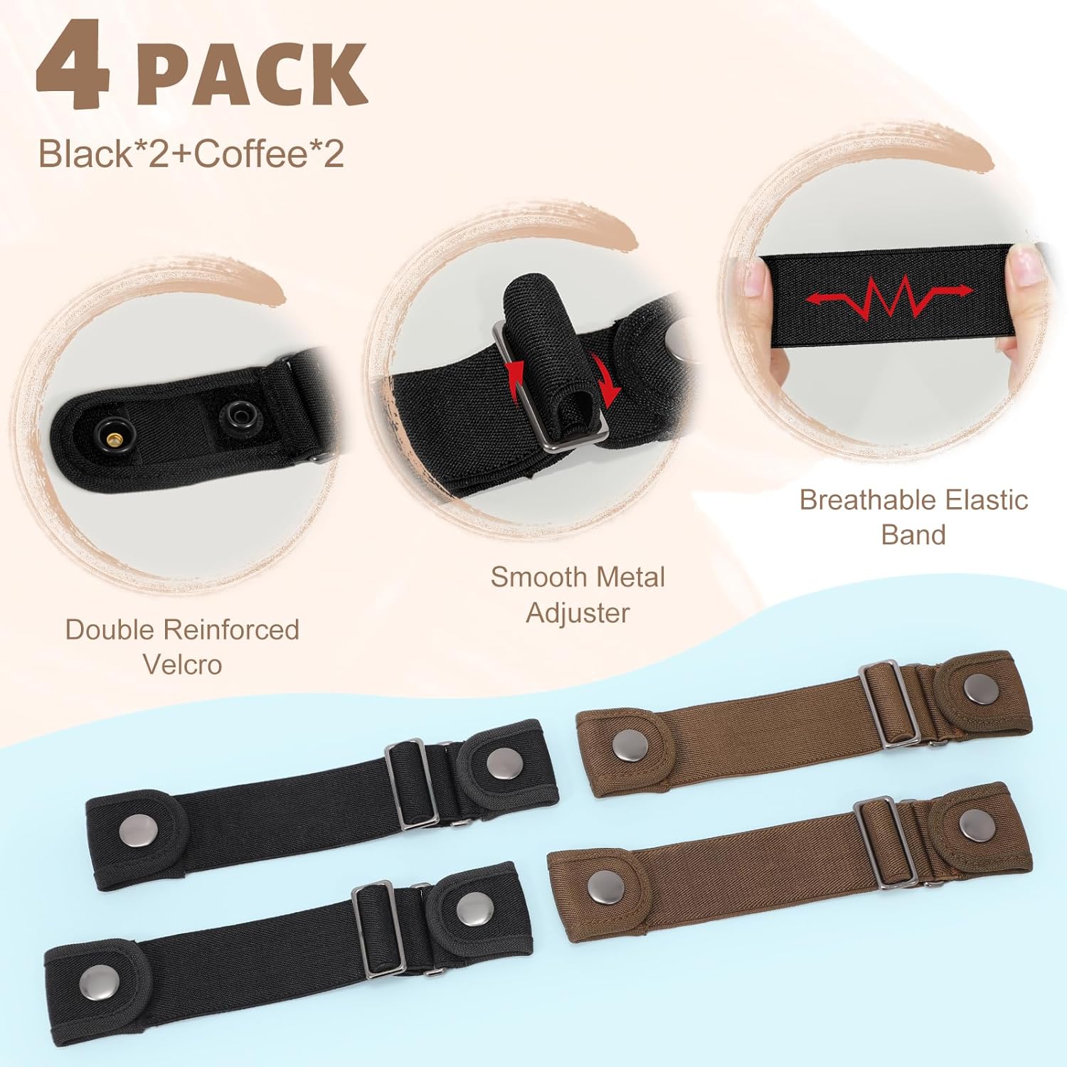 BELTROAD No Buckle Belts for Men Women Side Belt without Buckle Elastic Stretch Adjustable Belt Invisible No Buckle Belt - Image 2