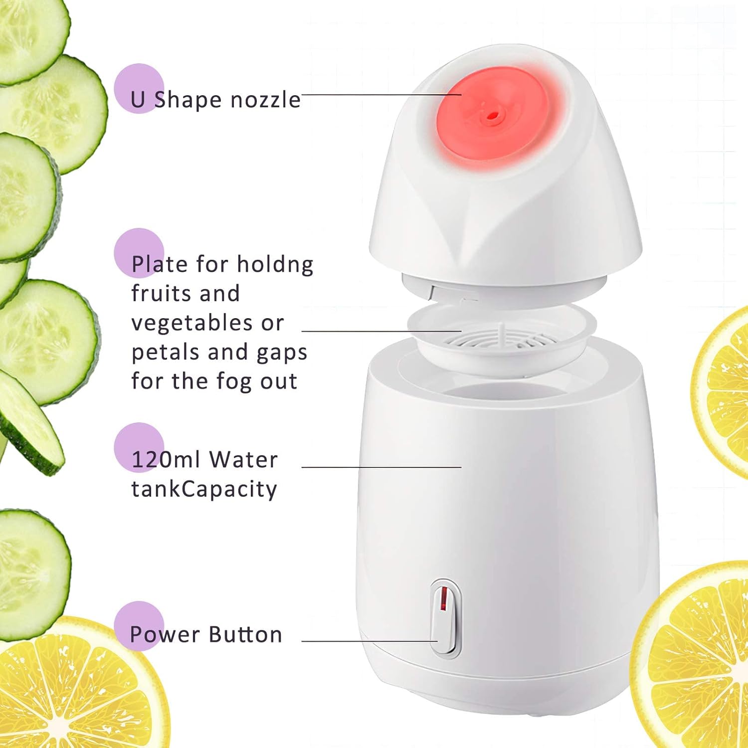 Facial steamer, GreenLife Nano Ionic Face Steamer can add Essential Oil Milk Fruit Vegetable Steamer Warm Mist steam Home Sauna SPA Face Humidifier for Moisturizing Cleansing Pores home use White : Beauty & Personal Care