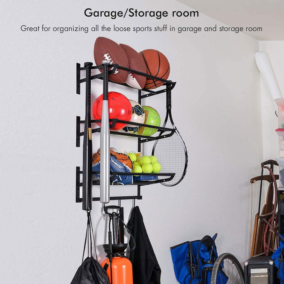 DKULMN Garage Storage System,Sports Equipment Storage for Garage, Golf Storage Garage Organizer Sports Equipment Organizer for Rolling Sports Ball Storage Cart