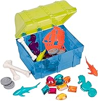 Battat Pirate Diving Treasure Chest Set - 28pc Pool Dive Toys for Kids 8+, Summer Beach Water Games