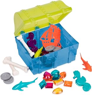 Battat Pirate Diving Treasure Chest Set - 28pc Pool Dive Toys for Kids 8+, Summer Beach Water Games