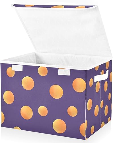 Miniatura 9 de GAIGEO Contenedores de almacenamiento de tela de lunares rojos amarillos con tapa, contenedores de almacenamiento apilables para armario,