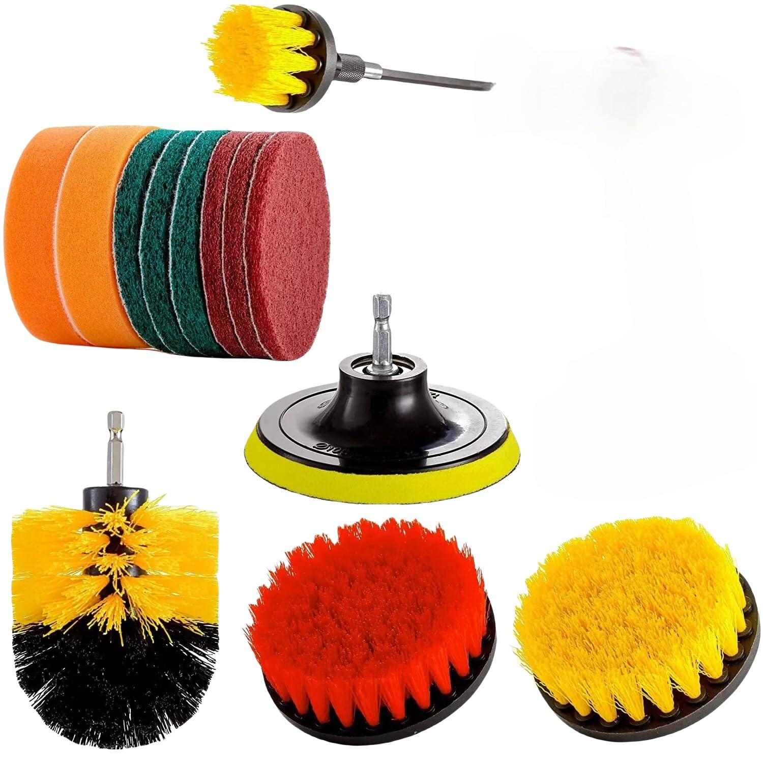 Power Scrubber Drill Brush Set 14 Piece Attachment Kit Scrubbing and Polishing Pads