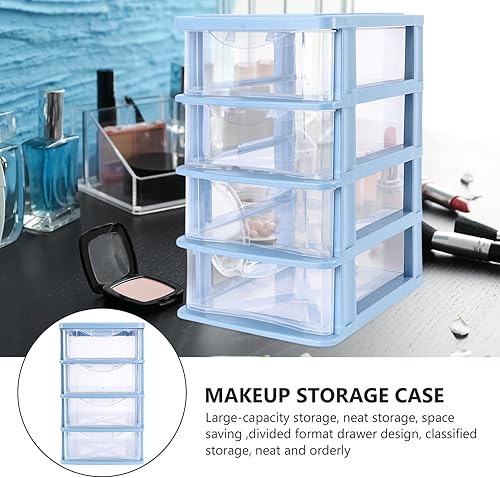 Miniatura 5 de Organizador de maquillaje Cajón 1pc 3 Cajón Organizador de almacenamiento de escritorio Caja de almacenamiento de plástico azul