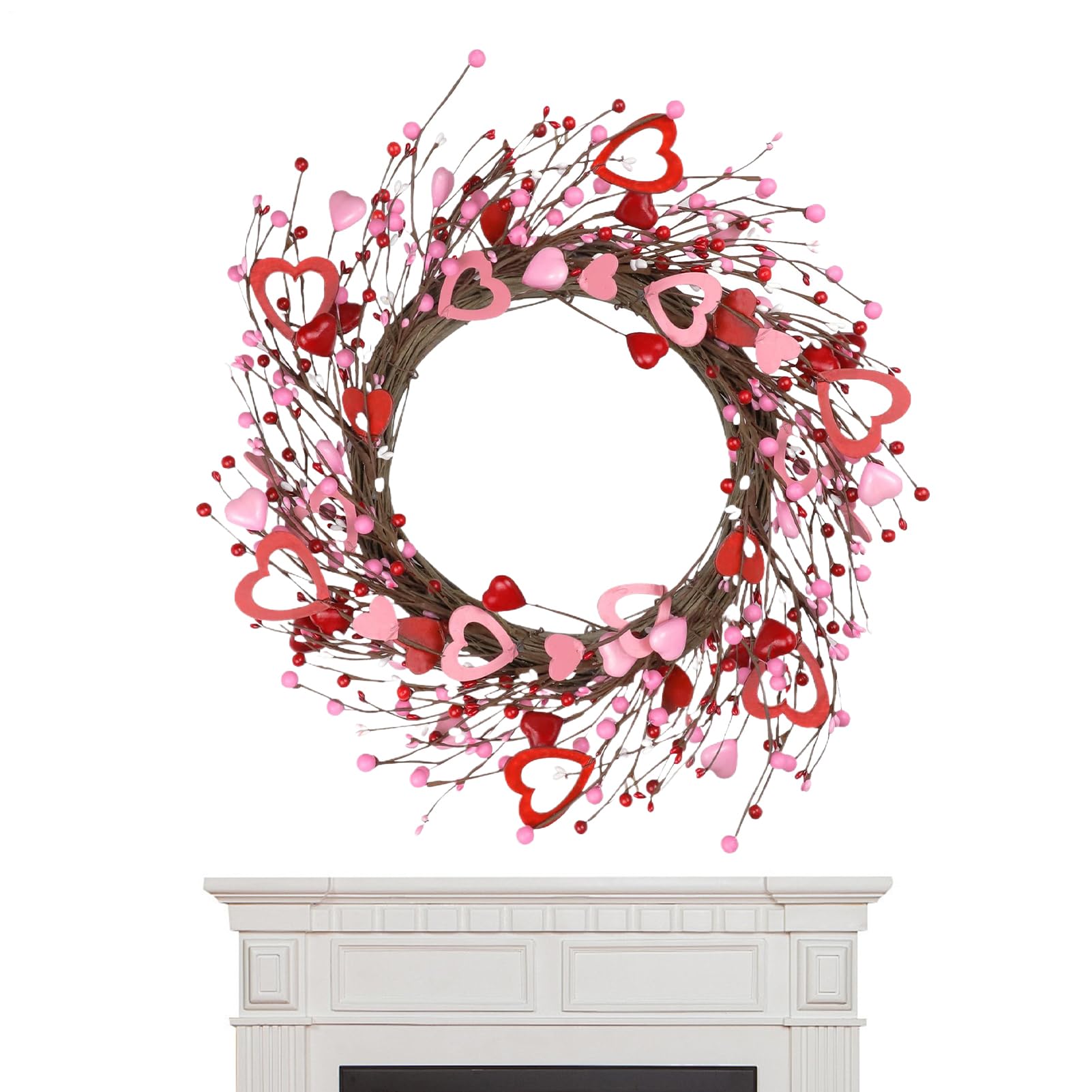Couronne de Saint-Valentin de 40 cm, guirlande artisanale idéale pour vos décors de vacances