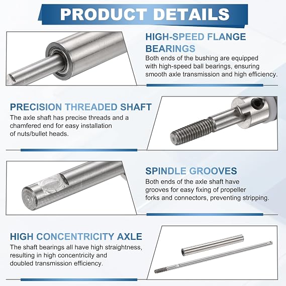 sourcing map Drive Shaft Three Propeller and Coupling Joint for RC Boat Coupler Assemble Kit, L29.5cm Shaft, L25cm Sleeve, D3.6cm Three Propeller, Fit for 3mm Motor Shaft