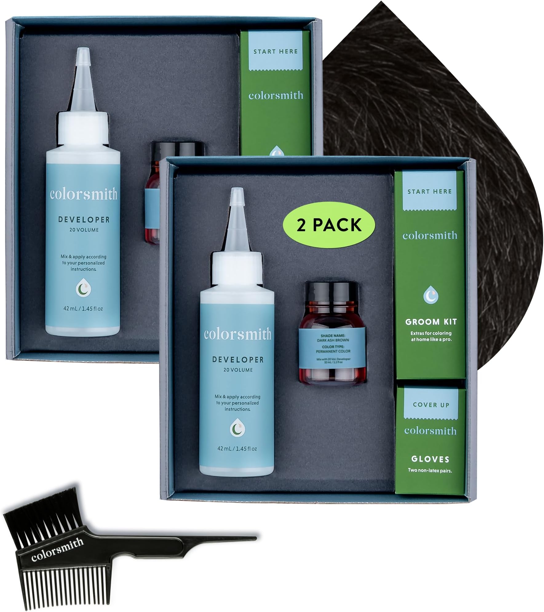 Hair and Beard Colour for Full Grey Coverage 2 pack, Ammonia-Free Complete Men’s At-home Beard & Hair Dye Kit, Professional-grade Permanent Hair Colour