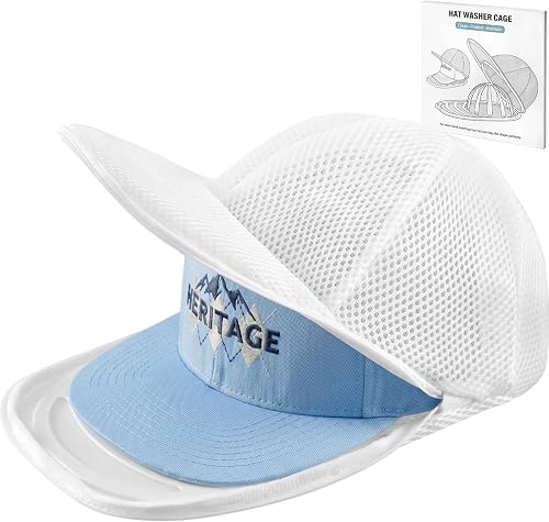 Hat Washer Cage for Dishwasher,Upgraded Baseball Cap Washer with Frame Cage and Hats Washer Bag, Durable Hat Cleaner Frame, Keeps Caps Shape Safe, Fits Flat Curved Brim Hats
