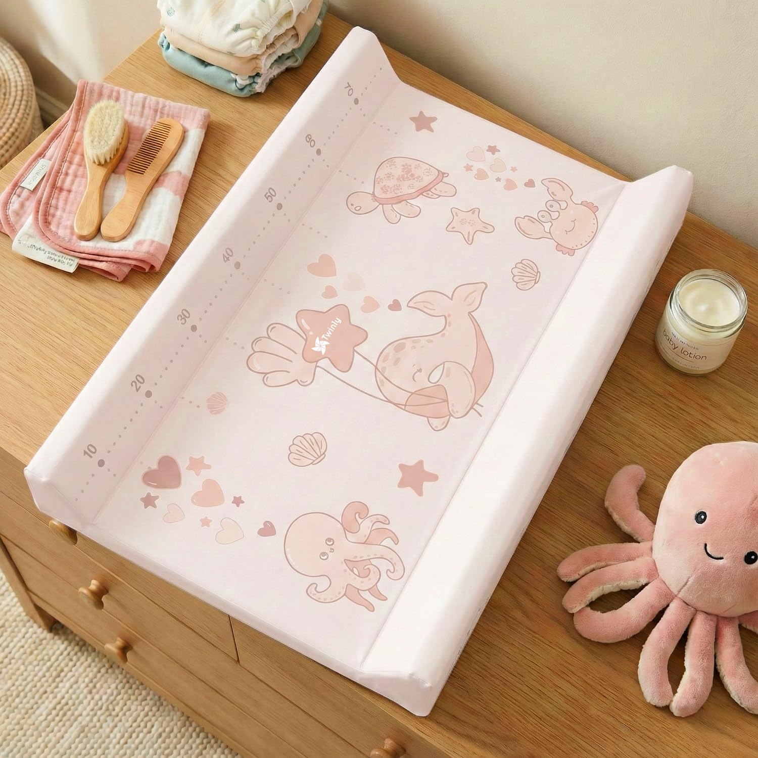 Twinly Bubbly – Faltbare 2-in-1-Baby-Badewanne – Ergonomisch verstellbare Höhe, abnehmbare Badewanne für Strand und Reisen, stabiler Stand mit Ablauf, ideal für kleine Badezimmer (Rosa)