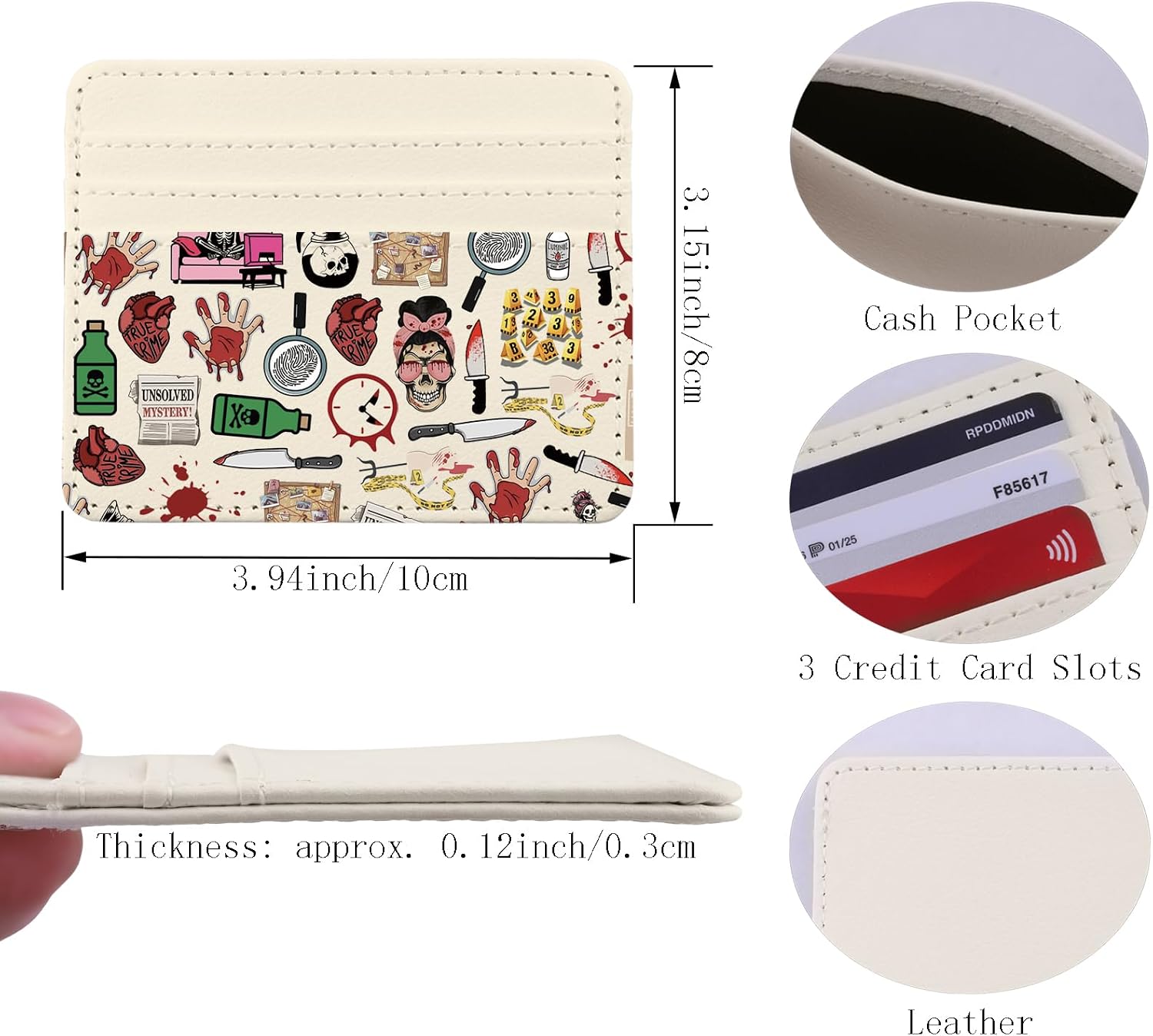 Lywjyb Birdgot Just Here to Establish an Alibi Credit Card Holder for True Crime Lover Card Wallet Serial Killer Crime Addict Gift (Alibi Holder)