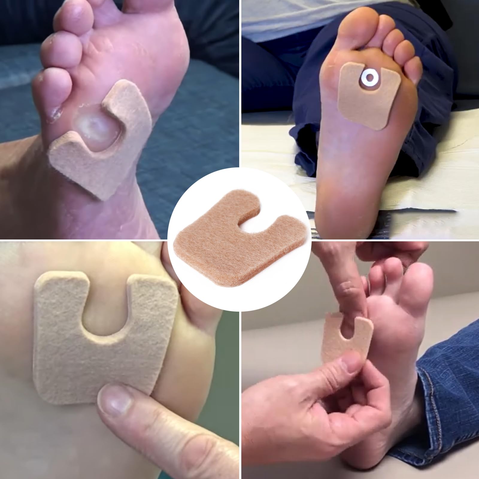 MoyRetty 60 almohadillas de fieltro en forma de U, almohadillas metatarsianas autoadhesivas que protegen los callos de roces en los zapatos, reducen el dolor de pies y talones