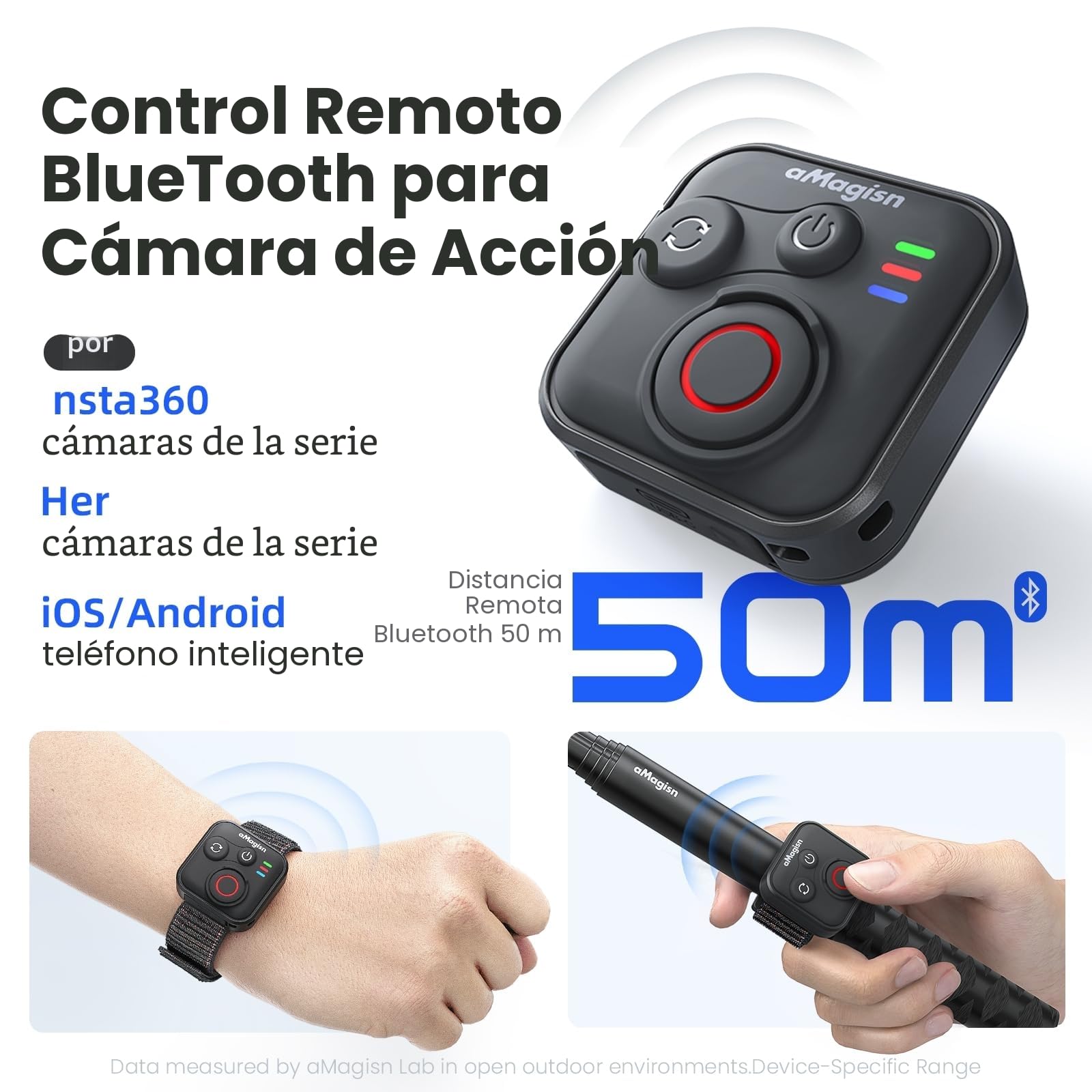 Mando a distancia inteligente Blue-tooth para Insta360 X5/X4/X3/Go 3S/ACE pro 2/ACE Pro/ONE X2, control remoto de acción inalámbrico de rango de 50 m con correa de muñeca para vlogging, 96 horas de