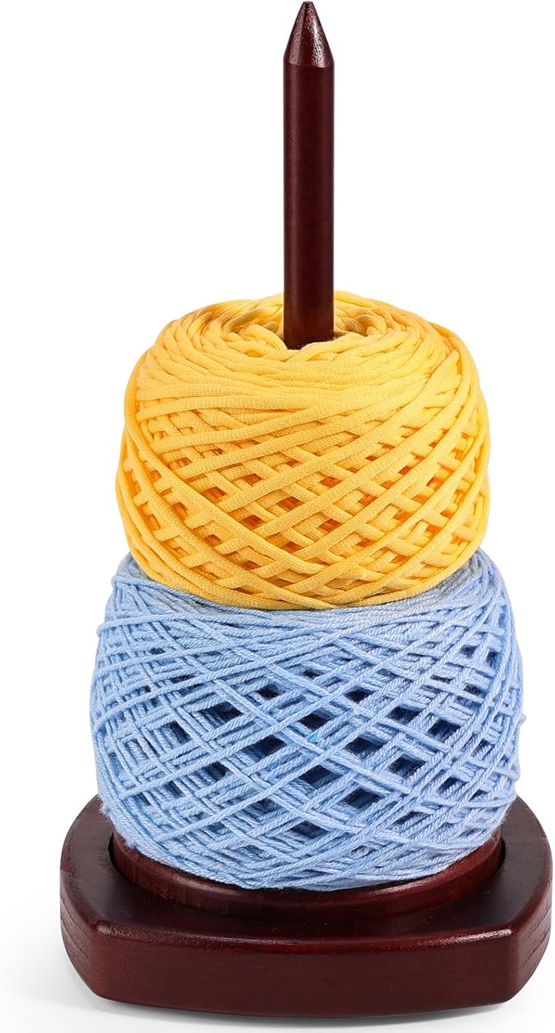 Etcokei Yarn Holder for Crocheting & Knitting, Wooden Yarn Spinner Large Size 25cm Crochet Holder, Easy Assembly Smooth Rotating with Anti-Slip Pads, Crochet Accessories Ideal Gift for Knitting Lovers
