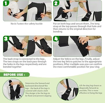Dog Knee Braces for Back Leg Support,ACL Brace for Dogs(Solid Black, L)