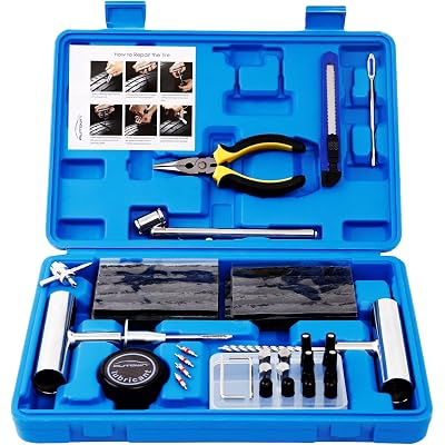 AUTOWN Tire Repair Kit - 68pcs Heavy Duty Tire Plug Kit, Universal Tire Repair Tools to Fix Punctures and Plug Flats Patch Kit for car Motorcycle, Truck, ARB,ATV, Tractor, RV, SUV, Trailer