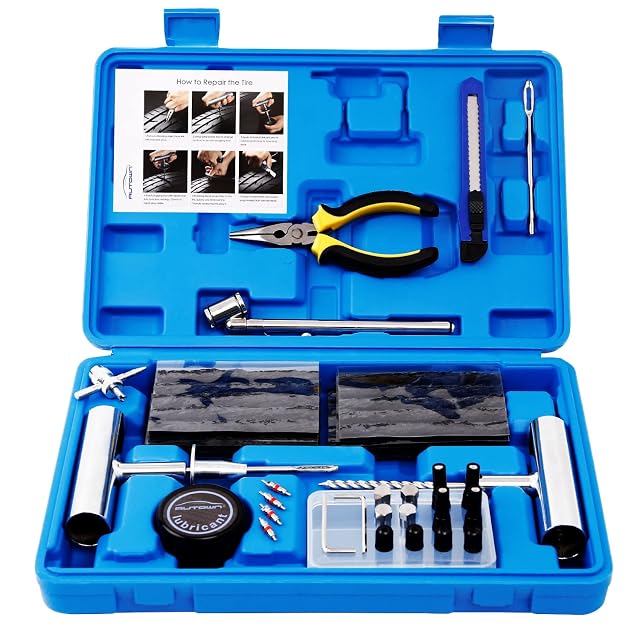 AUTOWN Tire Repair Kit - 68pcs Heavy Duty Tire Plug Kit Universal Tire Repair Tools to Fix Punctures