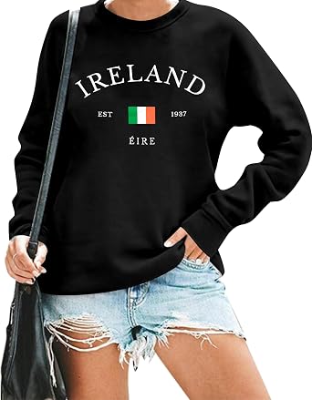 VILOVE St. Patricks Day Sweatshirt Women Shamrock Sweatshirt Lucky Pullover Funny Luck Long Sleeve Tops