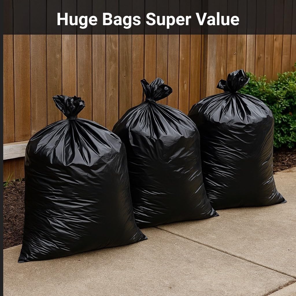32–33 Gallon Heavy Duty Trash Bags, 100 Count – 2.5 Mil Thick Black Contractor Garbage Bags for Outdoor Bins, Lawn, Construction & Commercial Use – Tear-Resistant Can Liners, 32" x 38"