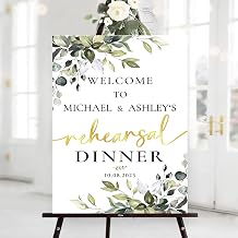 Personalized Rehearsal Dinner Signs For Easel, Rehearsal Dinner Signs The Night Before, Welcome Sign For Wedding Entrance, Greenery Vow Renewal Yard Sign Decorations
