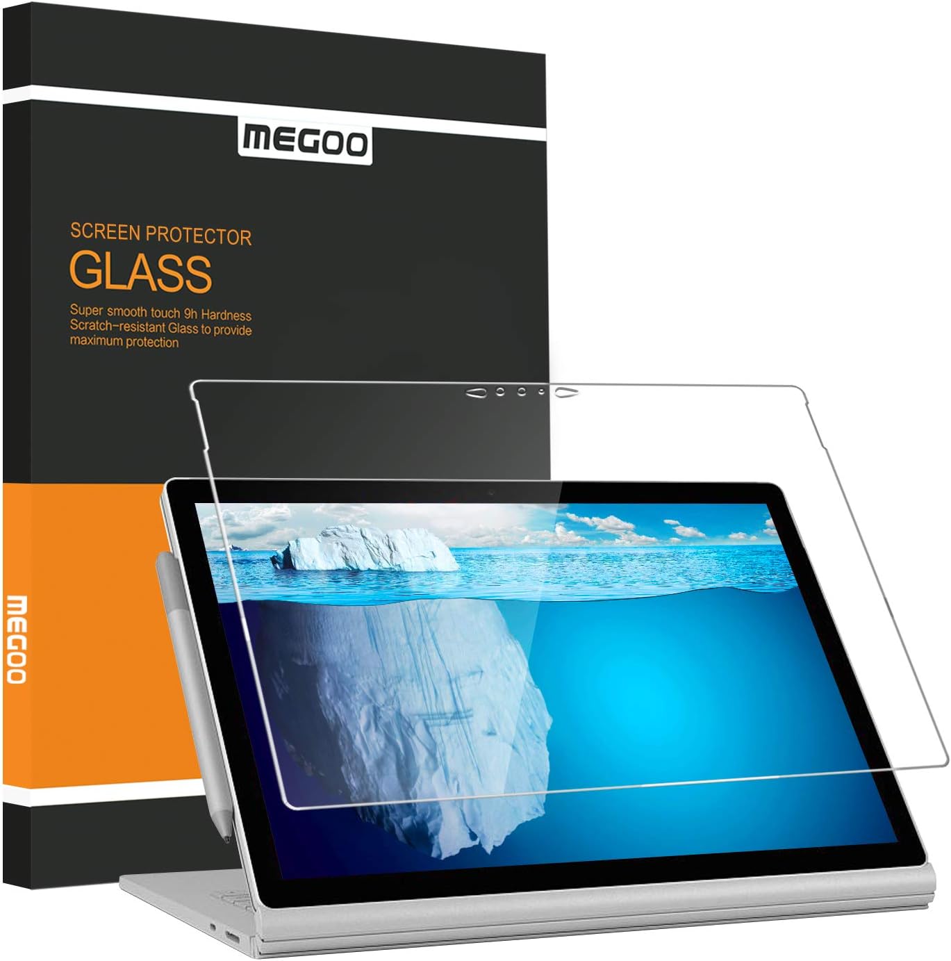 MEGOOMicrosoft Surface Book 3 (15 Inch), Screen Protector, HD Tempered Glass,Anti-Scratch Easy Installation Screen Shield Protector Surface Book 2-1793/1907 Model