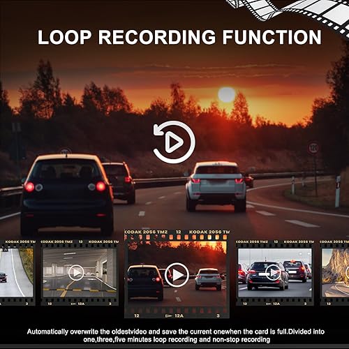 Miniatura 7 de Cámara de salpicadero de espejo frontal y trasera para coche, 4 pulgadas, pantalla IPS 1080P, espejo retrovisor, montaje de cámara de tablero con