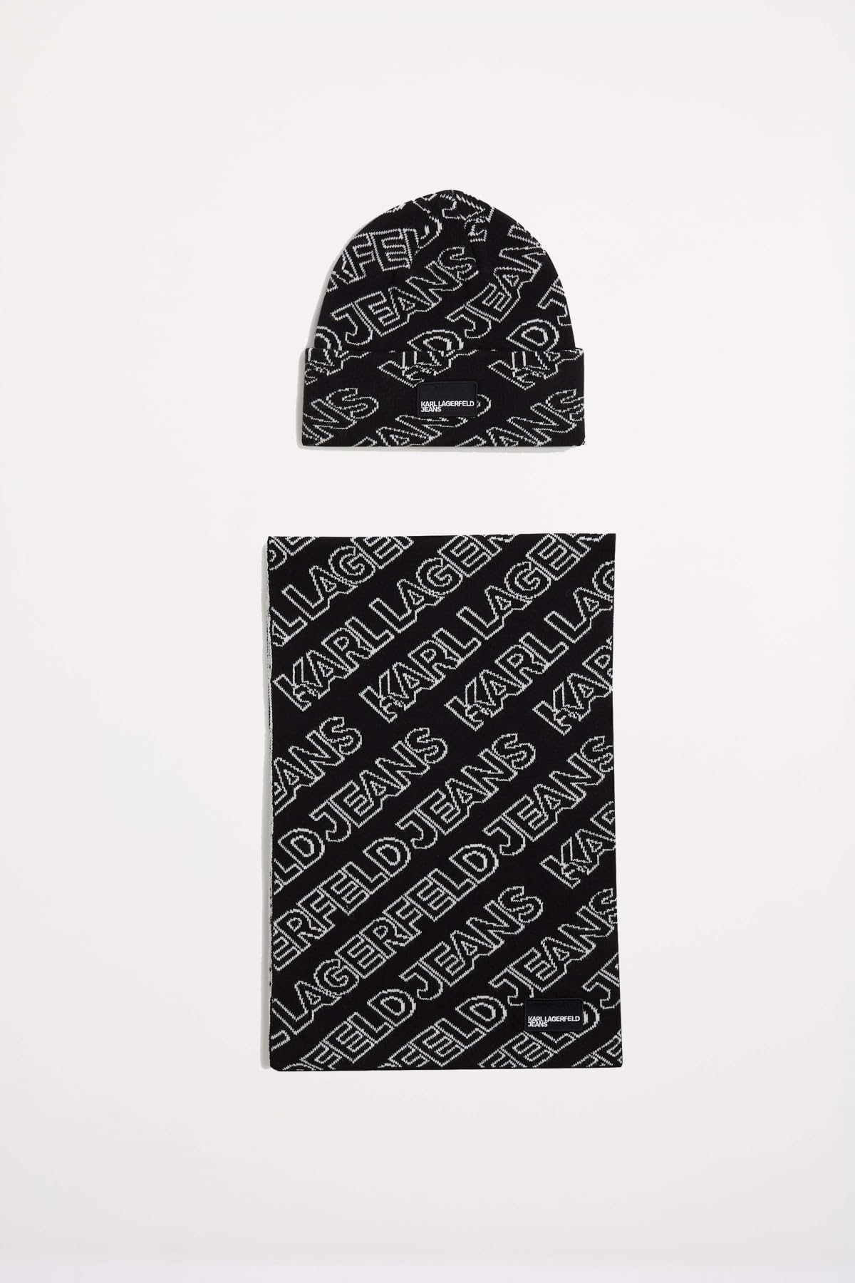 KARL LAGERFELD JEANS Mujer Monogram Scarf Beanie Gp Negro One size