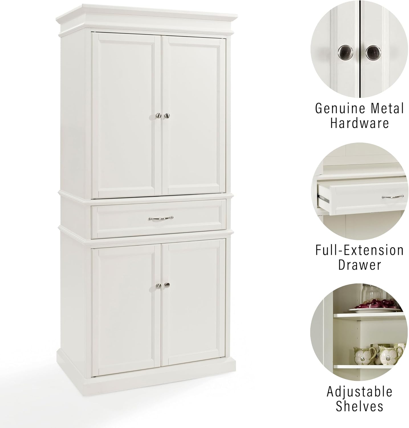 Parsons Classic White Transitional Pantry with Adjustable Shelves