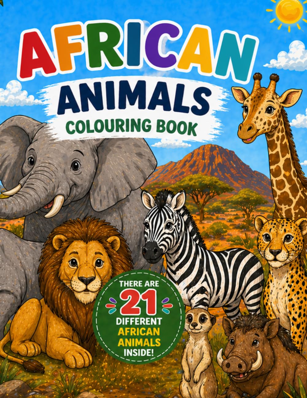 African Animals Colouring Book